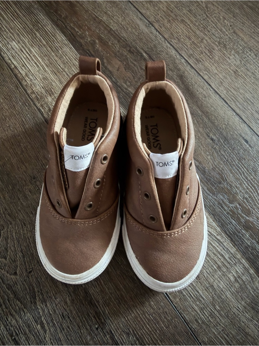 TOMS Kids Brown Slip-On Canvas Sneakers with White Soles